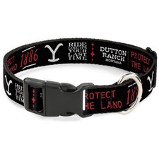 Plastic Clip Collar YELLOWSTONE Dutton Ranch 1886 Icons Black/White/Red NARROW-L