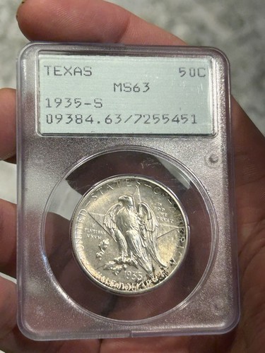 1935 S Texas Commemorative Silver Half Dollar PCGS MS 63 Rare OGH Rattler Holder - Picture 5 of 9