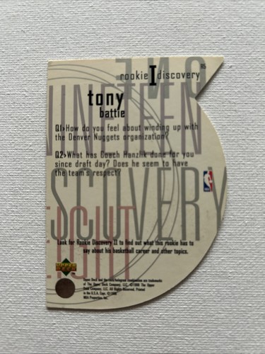 1997-98 Upper Deck Rookie Discovery I Tony Battie #R5 (RC) - Bild 2 von 2