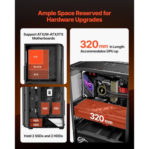 Mid-Tower ATX PC Gaming Case Computer Case Box with 4 x 120 mm ARGB Fans - Picture 4 of 12