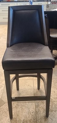 Maven Lane Vienna Swivel Barstool Vegan Leather Saddle Walnut Finish Upholstered