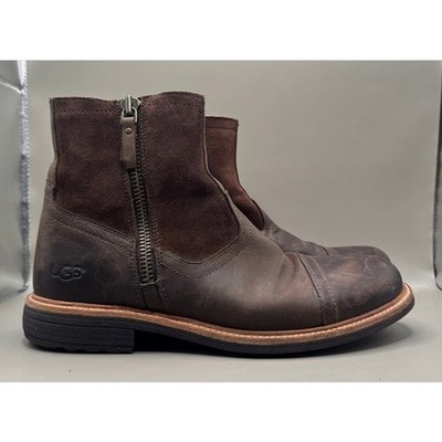 UGG Dalvin Mens Grizzly Leather Suede Shearling Zip Ankle Boot 1017252 –  Size 10