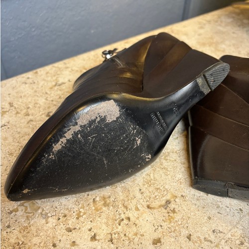 Miu Miu dunkelbraune Leder Keilabsatz Bootie Pumps 4,5" Absatz Größe 38 1/2 (8,5) - Bild 9 von 9