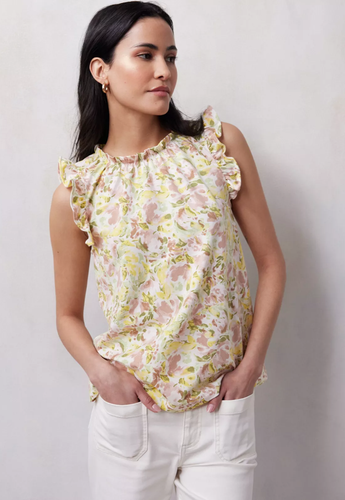 LC Lauren Conrad Floral Sleeveless Ruffle Tank Top Damen XL Soft Flowy Neu - Bild 1 von 16