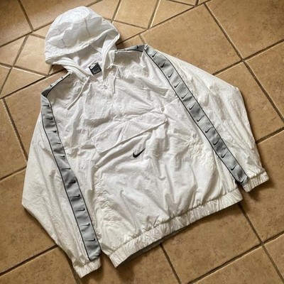White Nike Black Swoosh Windbreaker Jacket Size LRG