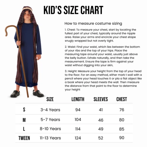 Boy Blue Shepherd Costume Nativity Christmas Kids Fancy Dress Child Xmas Outfit - Image 4 of 4