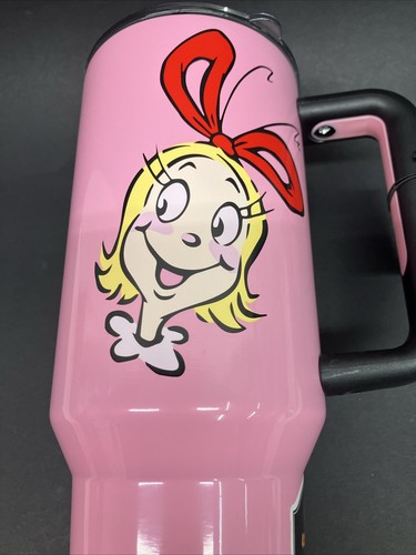 Cindy Lou Who Pink Stainless Steel Tumbler Handle 40oz New The Grinch Family - Picture 7 of 9