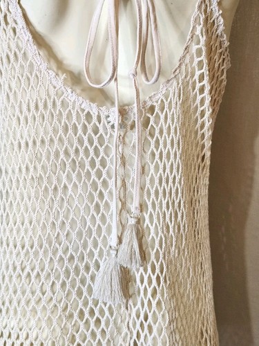 WILD FABLE rete a rete nuoto pullon copricostume spiaggia beige nappa cravatta schiena taglia M - Foto 6 di 10