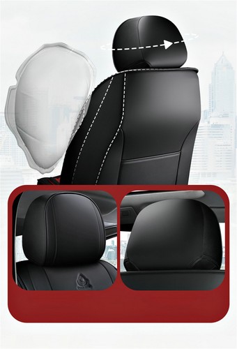 Red & Black Fiber Leather 5-Seats Car Seat Cushions Front + Rear Full Set Covers - Picture 5 of 10