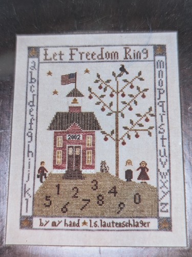 Chessie and Me LET FREEDOM RING Counted Cross Stitch Pattern School House - Picture 3 of 7