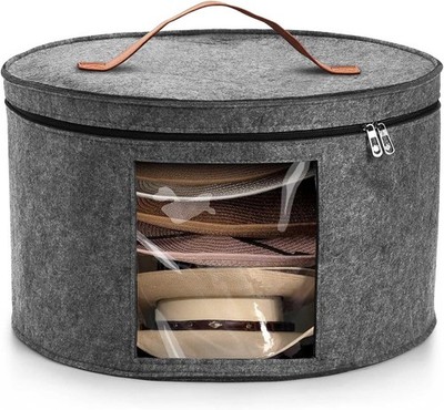 Hat Box Travel Hat Storage Box Foldable Space-saving Hats Boxes Organizer Grey