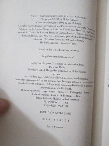 The Golden Compass Philip Pullman 1996 1st Edition, 1st Print - Bild 5 von 5