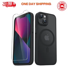 For iPhone 14/13 Case with Screen Protector Slim Magnetic Shockproof Cover