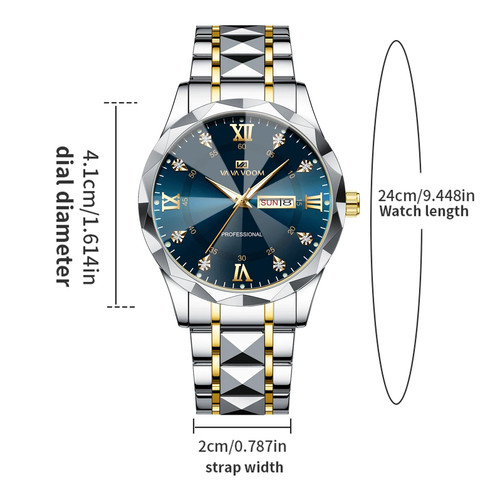 Orologi Uomo Moda Impermeabile Calendario Settimanale Acciaio Inox - Foto 11 di 29