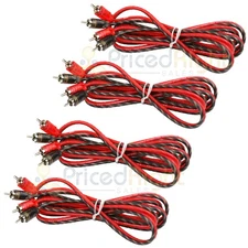 4 Pack DS18 6 Ft 2 Channel Shielded Twisted Interconnect RCA Audio Amp RCA6FT