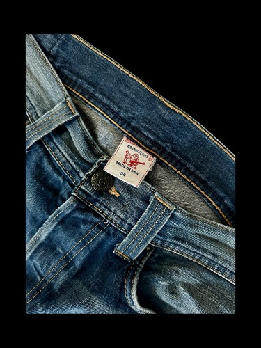 Etiqueta de pierna acampanada True Religion vintage para hombre con puntada de bandera talla 34x32 envejecida - Imagen 5 de 18