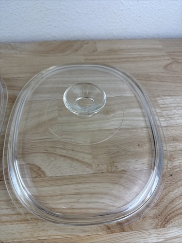 2 Pyrex Corning Ware Clear Glass Replacement Lid With Knob DC1 1/2-C 11"X8.5" - Picture 3 of 11