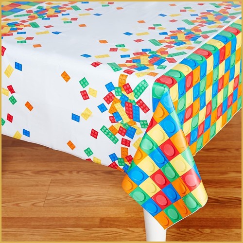 Creative Converting 315252 Block Birthday Plastic Tablecover Multicolor, 54" x 1 - Picture 4 of 6