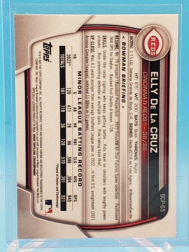 #4375 2023 BOWMAN CHROME ELLY DE LA CRUZ #BCP65 - Picture 2 of 2