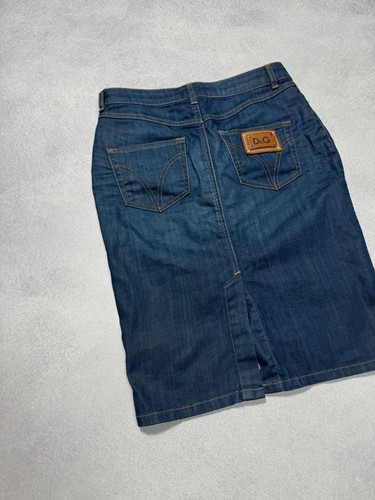 Dolce & Gabbana DG Vintage Y2K Falda Midi Denim Azul Talla 26/M Bolsillo Logo - Imagen 9 de 19