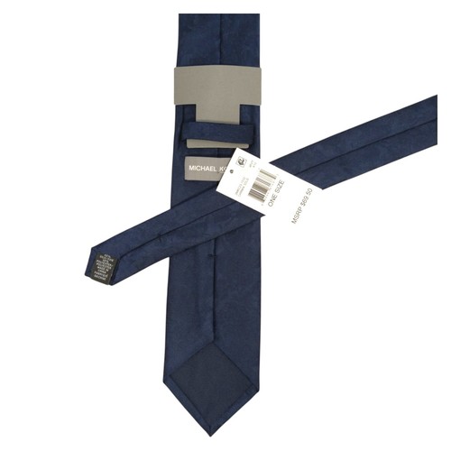 MICHAEL KORS Mens Tie Navy Blue Tonal Floral Silk Blend Classic 3.15 Necktie - Picture 4 of 4