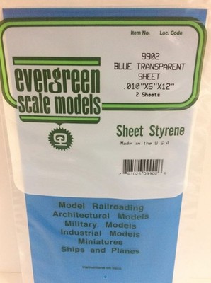 Evergreen 9902 Plasticcart Sheet Blue Transparent 150x300x0,25mm (2) Polystyrene