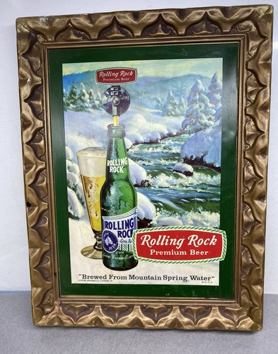 VINTAGE ROLLING ROCK BEER ADVERTISING Plastic SIGN - Picture 4 of 10