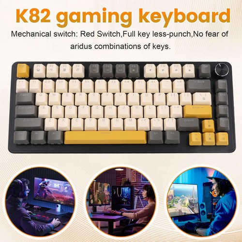 Clavier de Jeu K82 avec Bouton Média, Clavier Mécanique Interchangeable à Chaud m9939 - Photo 5/7
