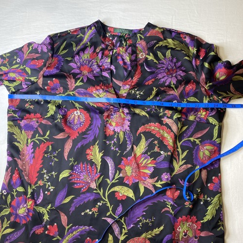 Lauren Ralph Lauren Damen dunkel Blumen Whimsigoth Top Größe 1X lebendig Büro - Bild 8 von 14