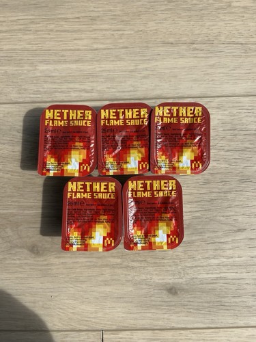 McDonalds Limited Edition Netherflamme Minecraft Sauce Bundle x5 LONG JULI BB