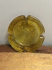 Anchor Hocking Amber Glass Ashtray Fairfield Starburst 6" MCM