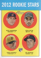 2012 Topps Heritage #228 Nick Hagadone Satin Jared Hughes Joe Benson RC Card