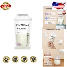 Breast Milk Bags 120 Count - Temp Indicator, Double Zipper, Freezer Safe