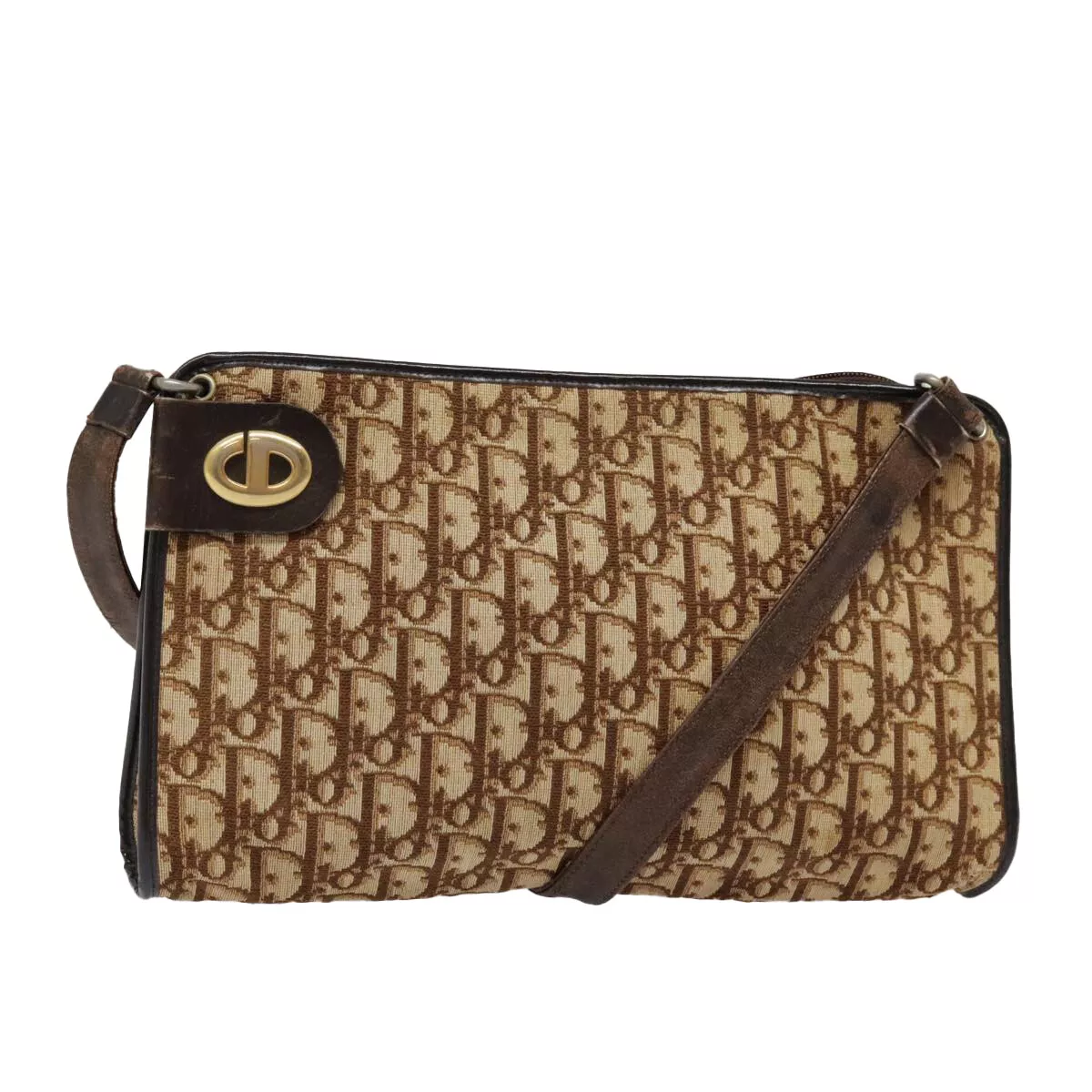 Sac bandoulière Christian Dior trotteur toile marron authentique 93814