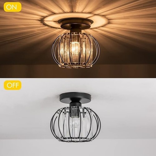 Moderner Glas Lampenschirm Kristall Metall Drahtkäfig Hänge Decken Leuchten - Bild 16 von 57