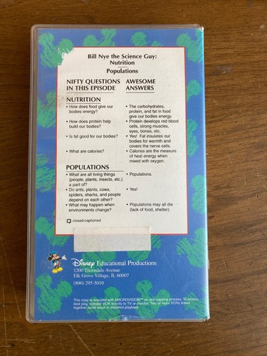 Disney Bill Nye The Science Guy 4 VHS Lot. Earthquake, Mammals, Nutrition, River - Picture 8 of 12