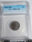 1909 VDB Lincoln Wheat Cent- Graded ICG MS63-BN- Uncirculated Coin- Philadelphia