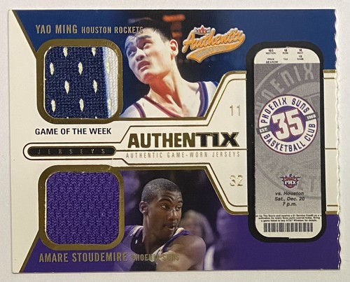 Yao Ming Amar'e Stoudemire 2003-04 Fleer Authentix Dual Game Used Jersey SSP HOF - Picture 1 of 6