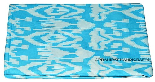 Indian Ikat Print Cotton Luxury Soft turquoise Boho Dress Making Fabric by Yard - Picture 3 of 5