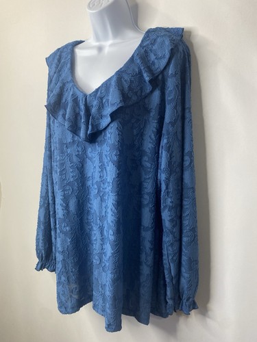 Susan Graver Pure Womens Peasant Top Size XL Sheer Cottagecore Western Boho Fall - Picture 2 of 11