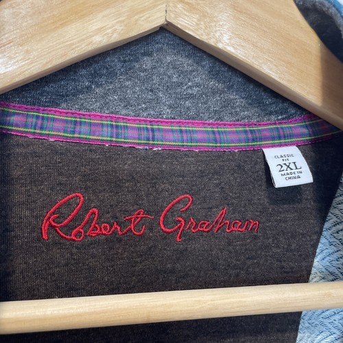 Robert Graham Men's 1/4 Sweater Teal Herringbone Cotton Sz 2XL Classic Fit - Picture 8 of 9