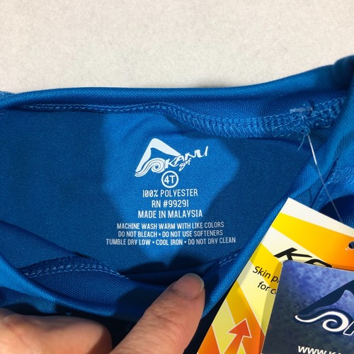 Kanu Swim Shirt Kids Unisex 4T Blue UPF 50+ Sun Protective Rashguard Top NEW NWT - Picture 5 of 8