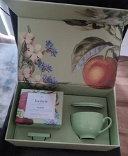 Tea Forte Fleur Gift Set w/ Cafe Cup, Tea Tray and 10 Handcrafted Pyramid Tea
