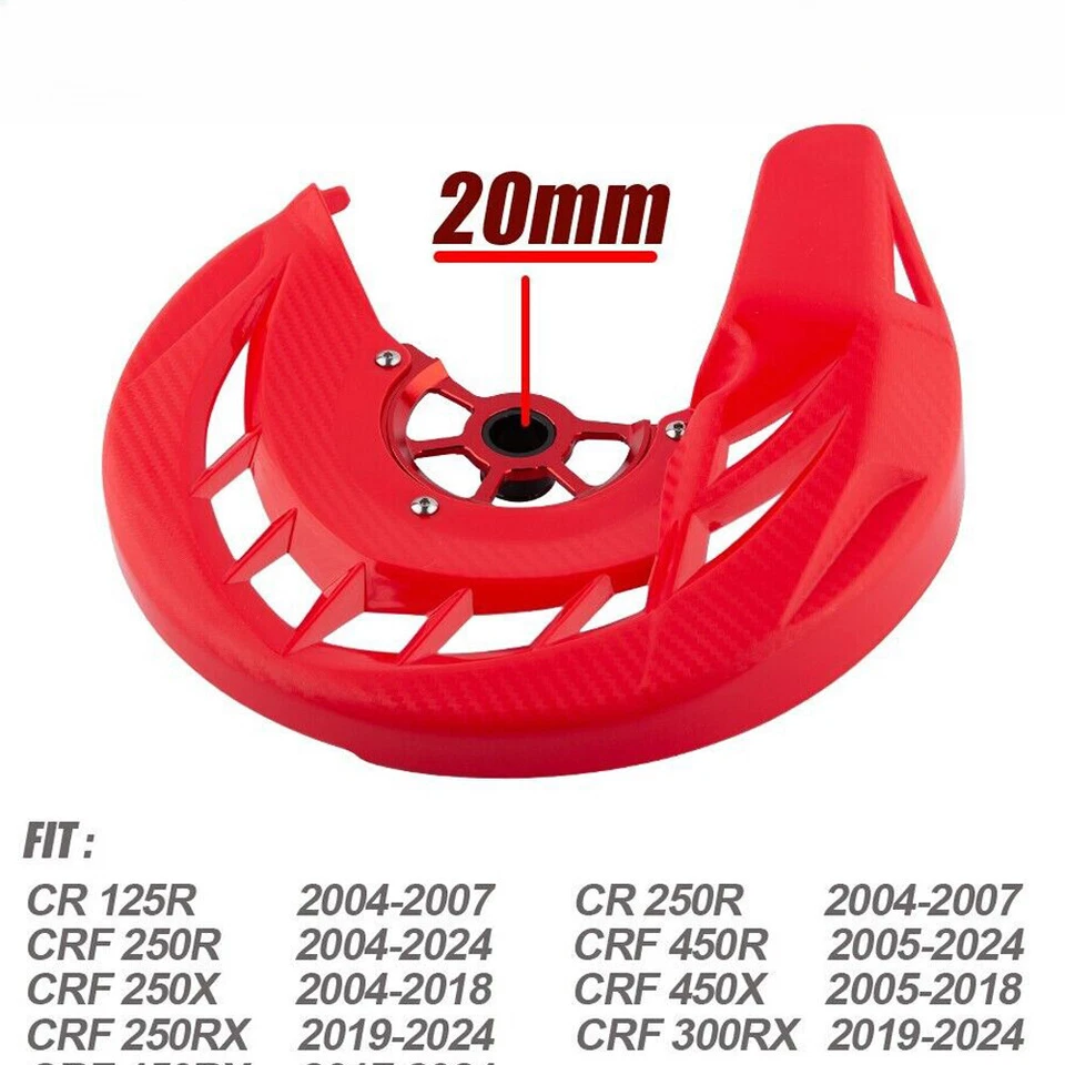 For Honda CR125R CR250R CRF 250R 450R Front Brake Disc Guard Protector 20mm Red Foto 3 de 4