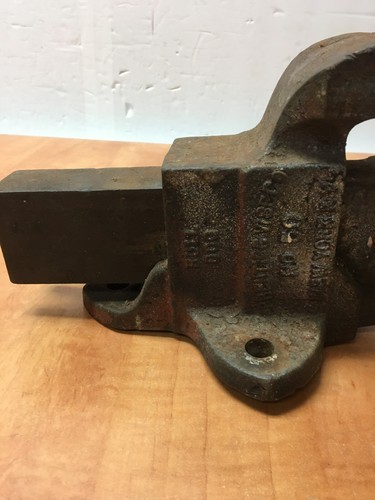 Prentiss Bull Dog No. 50 Vise Bench Antique Tool Cast Iron 3-1/4" Jaw fixed base - Picture 2 of 11
