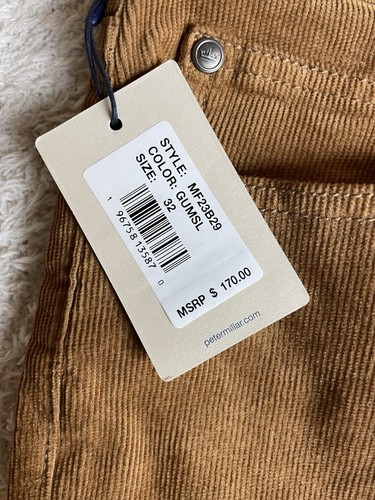Pantalones de pana Peter Millar Crown para hombre talla 32x33 marrón MF23B29 NUEVOS CON ETIQUETAS - Imagen 3 de 13