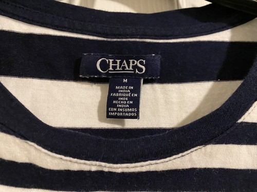 Chaps Top Shirt Blouse Striped Bow tie Women's Size M Color Navy Blue & White - Bild 3 von 9