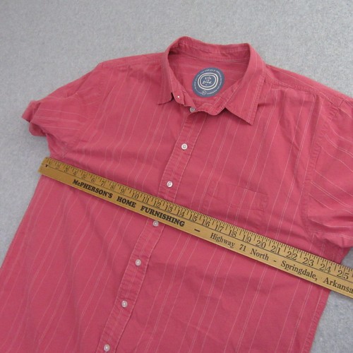 Life Is Good Mens Button Up Shirt XL Pink Short Sleeve Striped Pocket - Picture 5 of 7