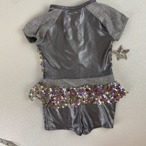 A Wish Come True Star Girl Dance Costume Sequin Glitter Short Leotard Front Zip - Picture 2 of 13