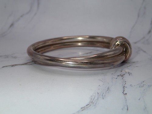 STERLING SILVER (925) Knot Tube Twist Bangle Bracelet - 8.25" ID - 42.95 grams - Picture 10 of 22